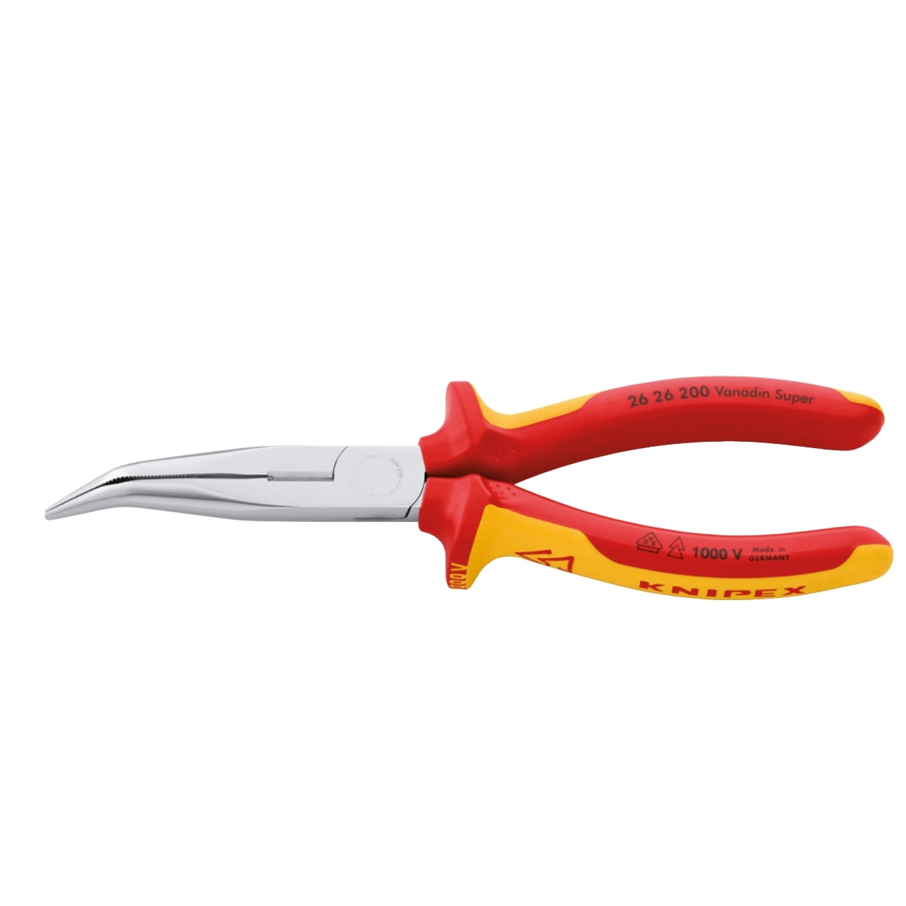 Szczypce półokrągłe długie wygięte VDE izolowane 1000 Volt KNIPEX 26 26 200