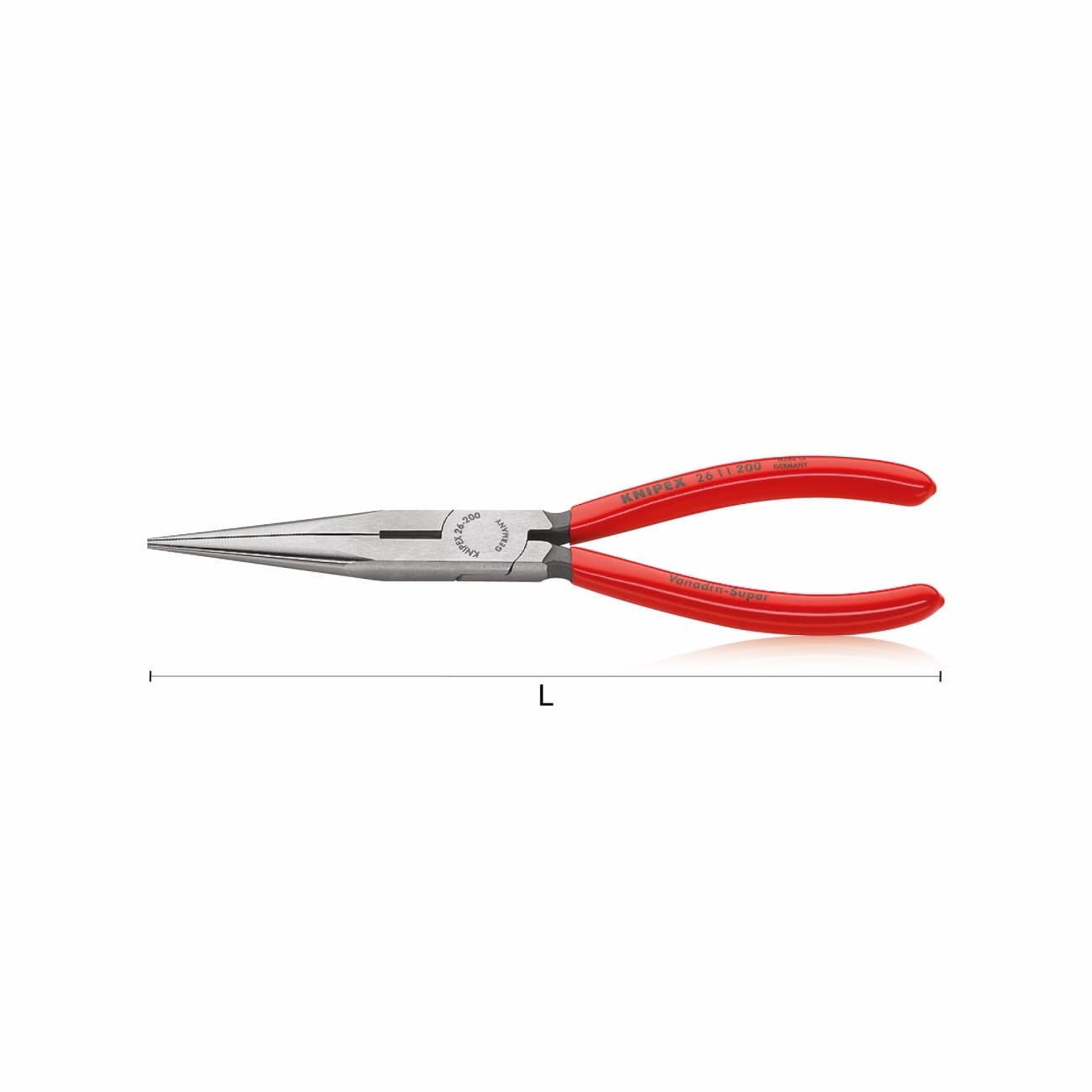 Half round long nose pliers for mechanics long KNIPEX 26 11 200