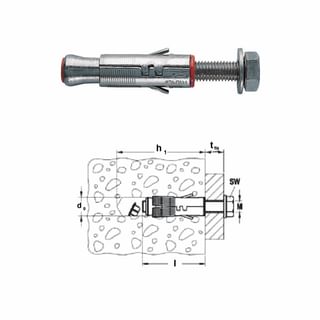 Heavy-duty anchor for non-cracked concrete SLM with screw TE 8.8 zinc-plated FISCHER