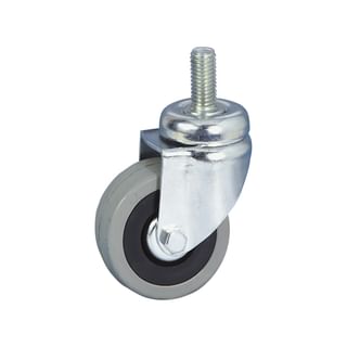 Grey rubber wheels cemtre in polyamide with threaded shank TELLURE RÔTA