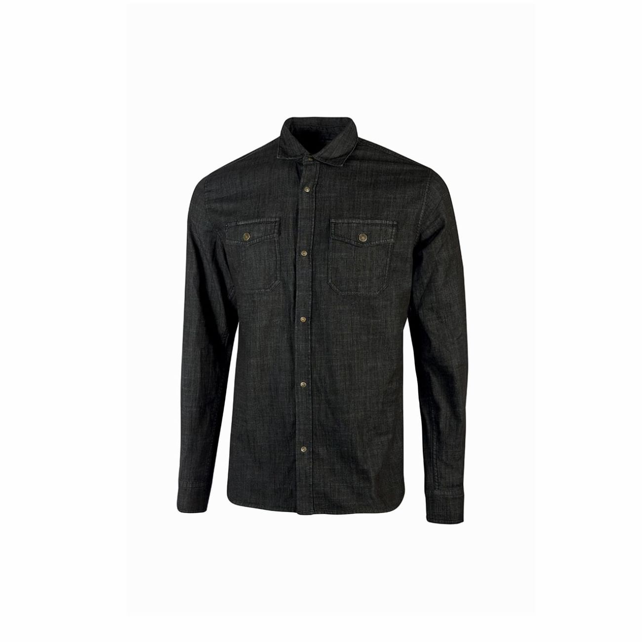 Sustainable work jeans shirt with pockets and embroidered collar MAPLE U-POWER