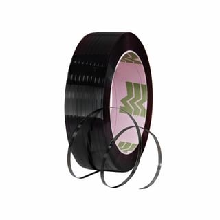 Plastic straps in polyropylene PP black knurled 400 mm roll hole