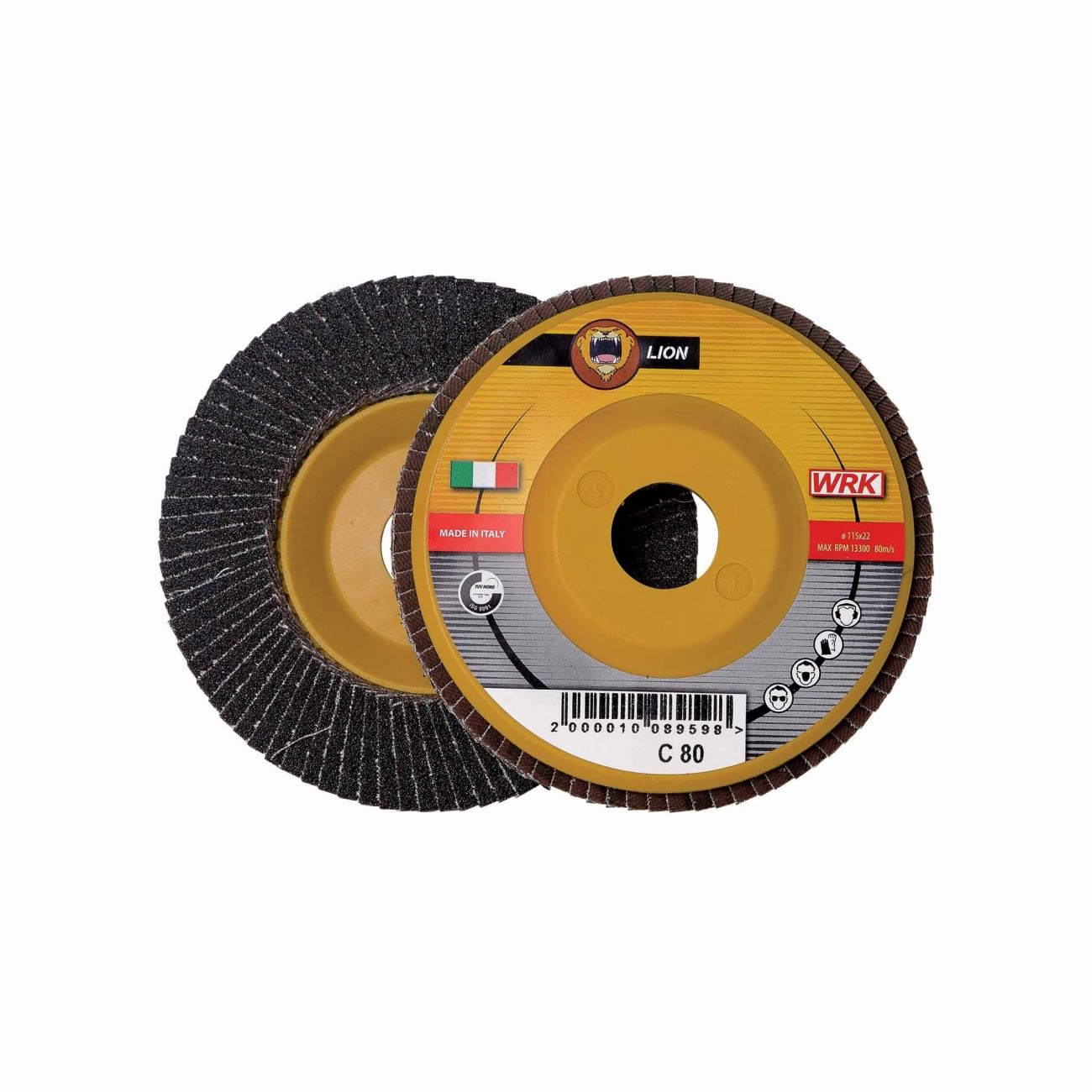 Dischi lamellari con supporto in plastica e tela abrasiva al carburo di silicio WRK LION PLASTICA