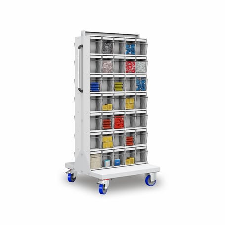 Wagen für Kleinteile mit Behältern IMILANI