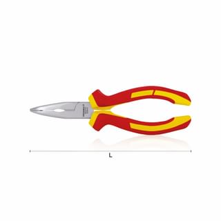 WODEX, Lange Flachrundzangen mit abgewinkelten Backen, VDE isoliert 1000 Volt, WX3230