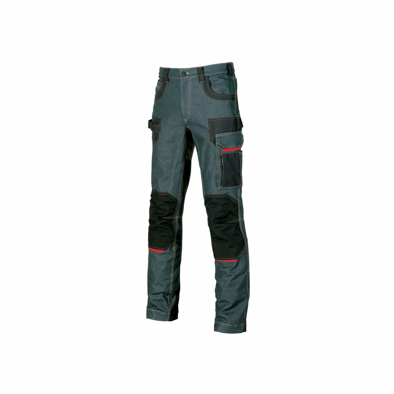 Stretch denim work trousers with Cordura&#174; inserts PLATINUM BUTTOM U-POWER
