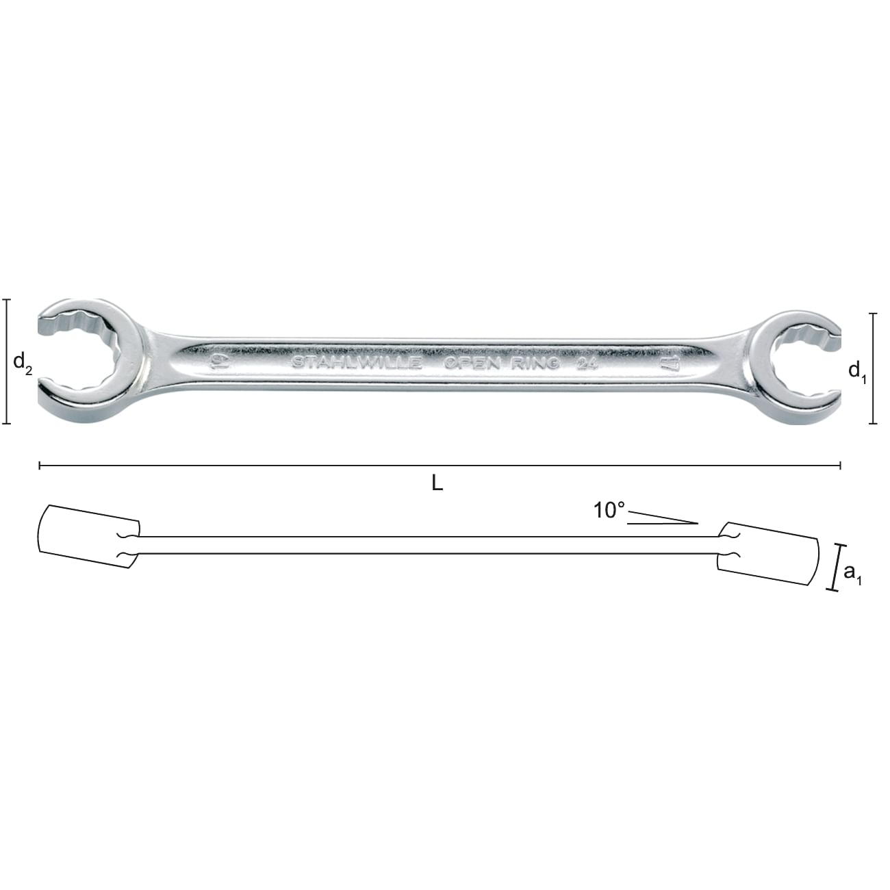 Double open ended wrenches for fittings STAHLWILLE 24 OPEN-RING