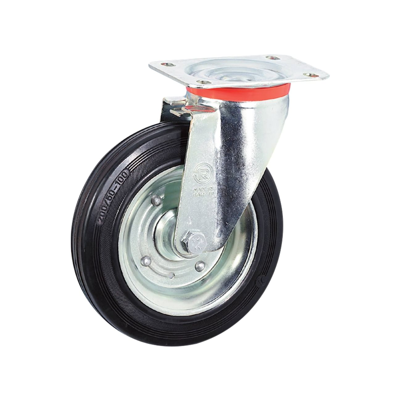 Black rubber wheels in sheet metal with support TELLURE R&#212;TA