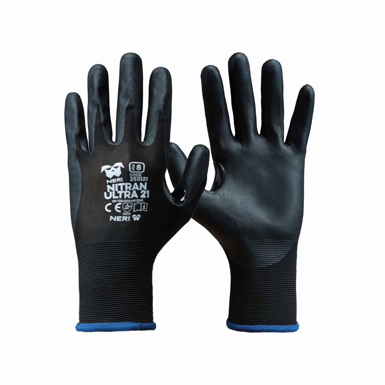 Guanto nylon calibro 21 spalmatura in nitrile NERI SAFETY