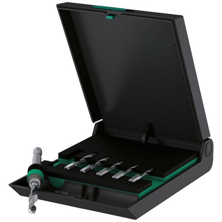 Set of combined threaded-drilling tap bits with hexagonal drive 1/4" WERA 847/7