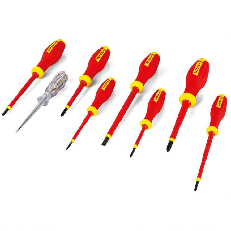 Set of VDE 1000 Volt insulated screwdrivers for slotted and PH screws WODEX WX4350/S7 - WX4350/S8