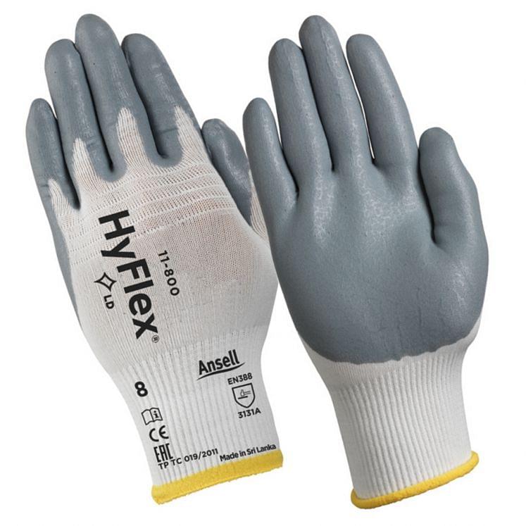 Work gloves in continuous nylon thread coated with nitrile foam ANSELL 11-800