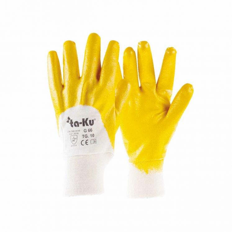 Work gloves in fabric impregnated with yellow NBR