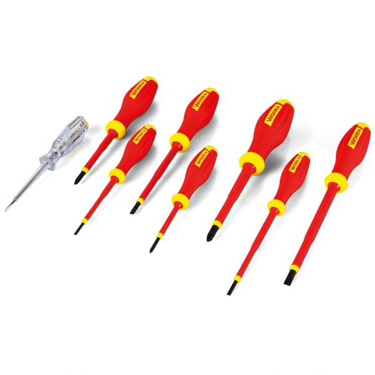 Set of VDE 1000 Volt insulated screwdrivers for slotted and PZ screws WODEX WX4355/S7 - WX4355/S8
