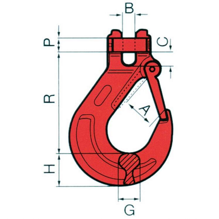 Hooks with safety latch for lifting chain slings M7480