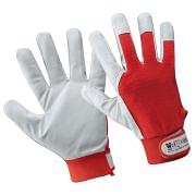 Cowhide grain leather gloves with back in stretch cotton knit Safety equipment 372408 0