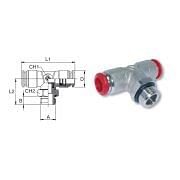 Male adjustable push to connect T fittings in nickel-plated brass AIGNEP 50216 Pneumatics 1116 0