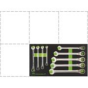 Set of combination ratchet wrenches with reversible ratchet in EVA TRAY module WODEX Hand tools 350562 0