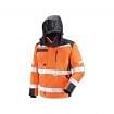 Padded polyester jacket with retro-reflective inserts