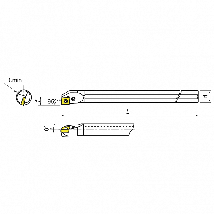KERFOLG TURN, Wendeplattenhalter, für die Innendrehbearbeitung, für negative Wendeschneidplatten, - Form C - A….PCLNR/L