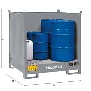 Stapelbare Stahlwannen für Fässer WODEX WX9913 Betriebseinrichtungen und Behälter 373312 0