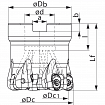 TUNGALOY, Hochvorschub-Torusfräser, mit doppelseitigen Wendeschneidplatten, Fräsdornaufnahme, DOTWISTBALL