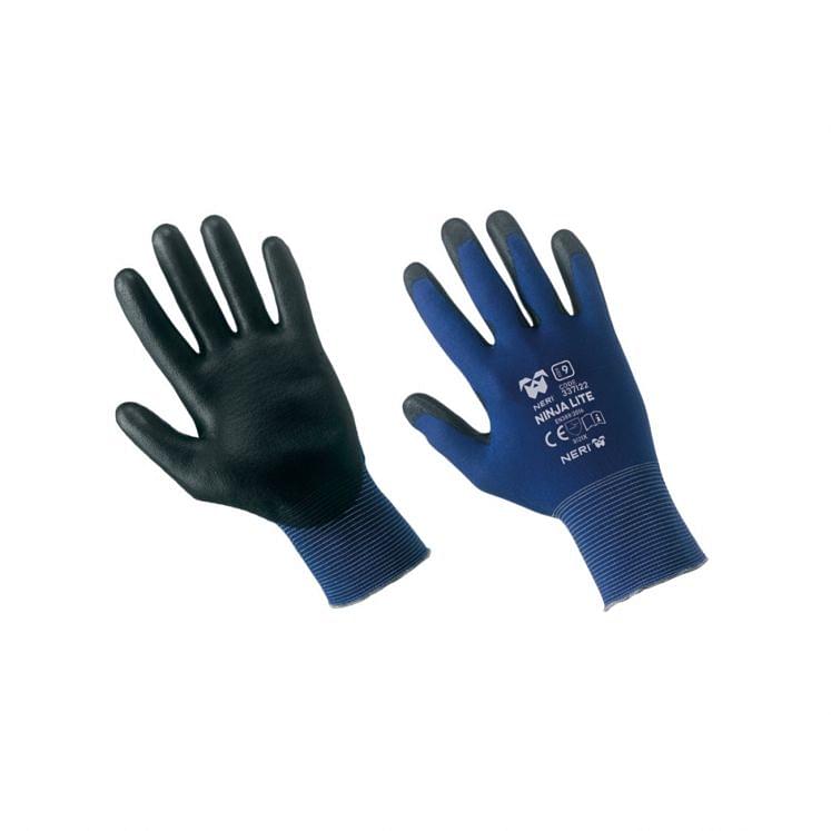 Guantes de trabajo de nailon impregnados en poliuretano color azul/negro