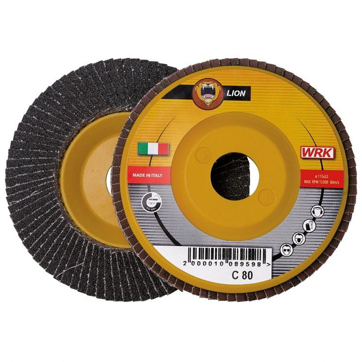 Flap grinding discs with plastic backing in silicon carbide abrasive cloth WRK LION PLASTICA
