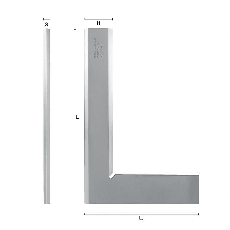 Flat squares with two bevelled edges in hardened stainless steel WRK