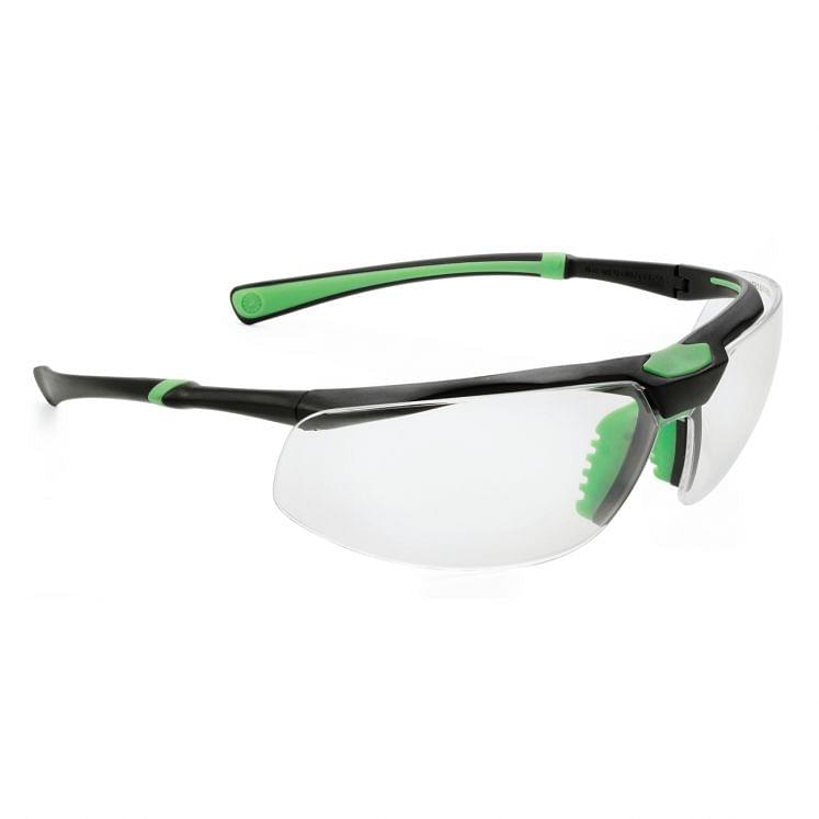 Protective eyewear transparent frame black/green