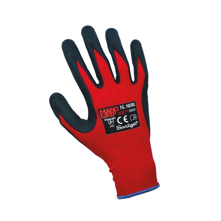 Work gloves in nylon/spandex with 2/4 in nitril foam sanitized