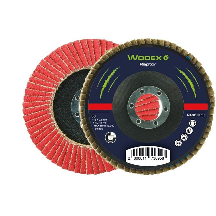 Flap grinding discs with backing in fiberglass in polycotton abrasive cloth WODEX RAPTOR PIANO