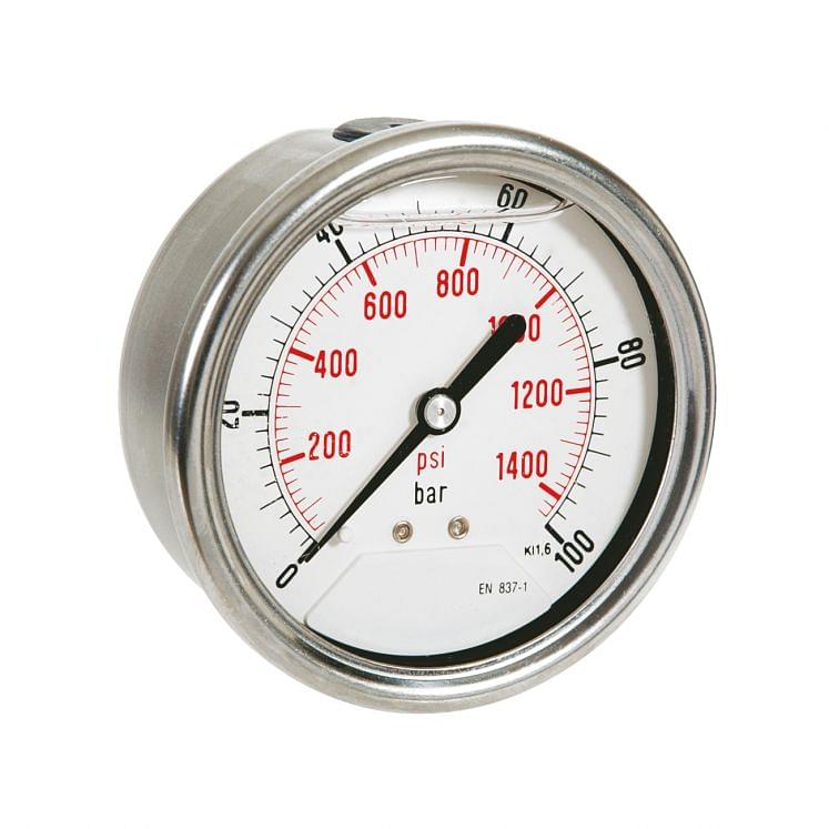 Pressure manometers in steel case with glycerine, rear connection