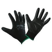 Work gloves in polyester coated in black polyurethane WRK