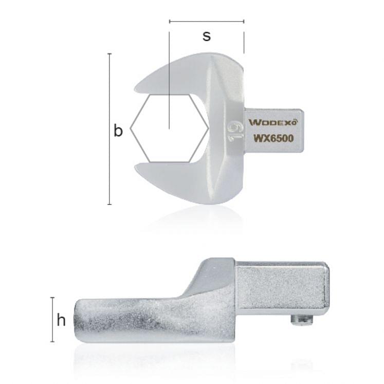 Klucze płaskie wtykowe 9x12 mm do kluczy dynamometrycznych WODEX WX6500