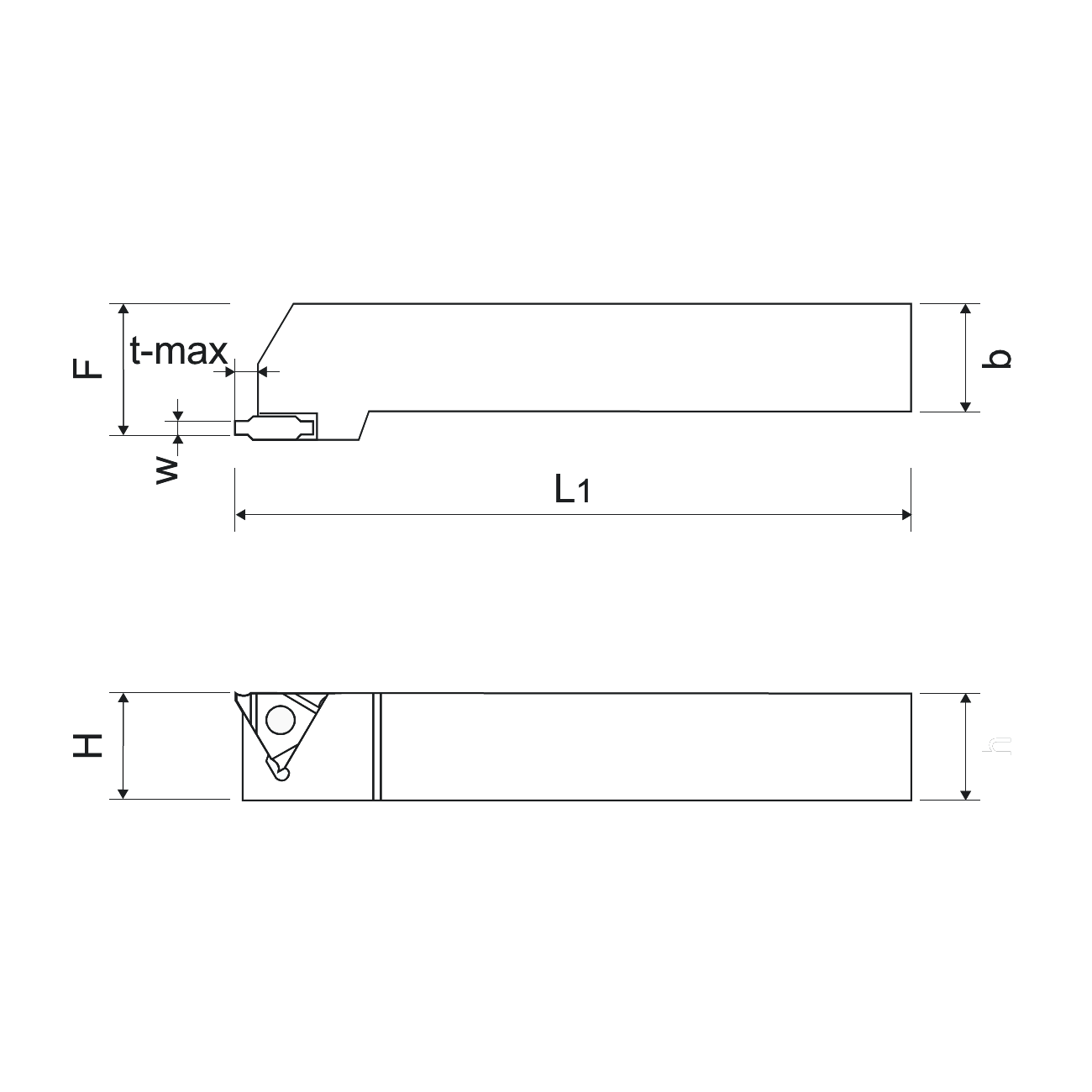 KERFOLG TURN, Stechdrehhalter f&#252;r Dreikant-Wendeschneidplatten, f&#252;r Au&#223;ennuten, CGER/L