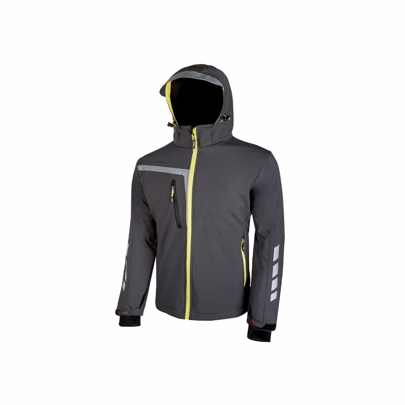 Chaqueta cortaviento soft shell con capucha desmontable y réflex QUICK U-POWER